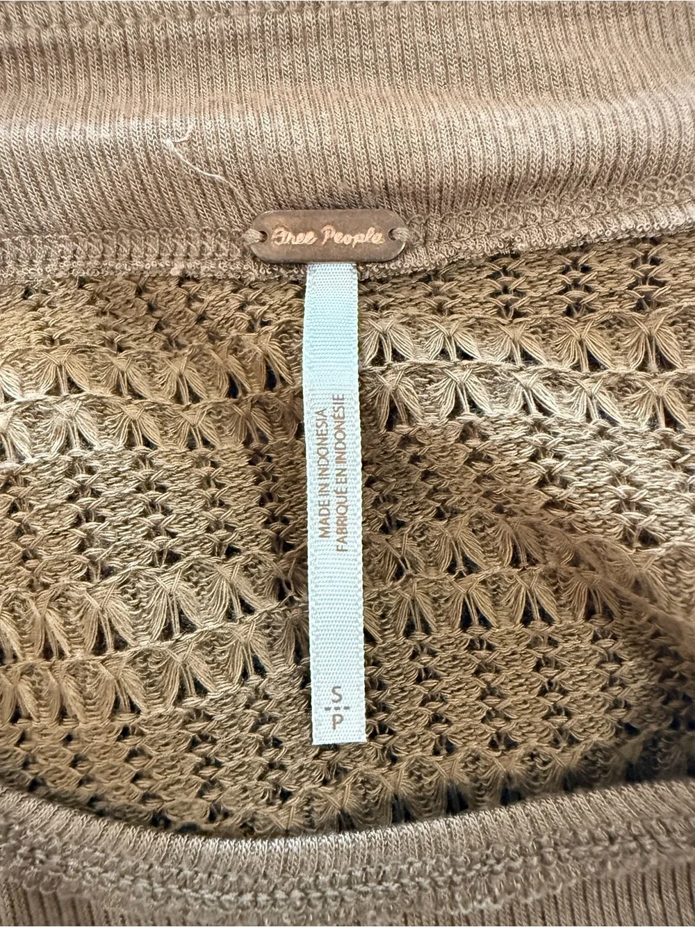Free People Sistine Hacci Off The Shoulder Brown Sweater Size S/P